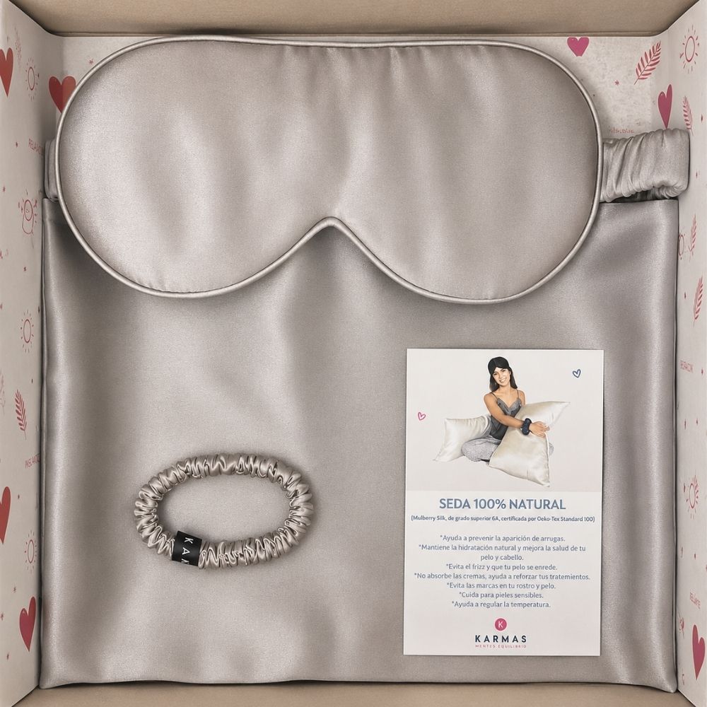 Caja Indispensables de Seda Mulberry | Funda doble cara seda, Antifaz y Scrunchie
