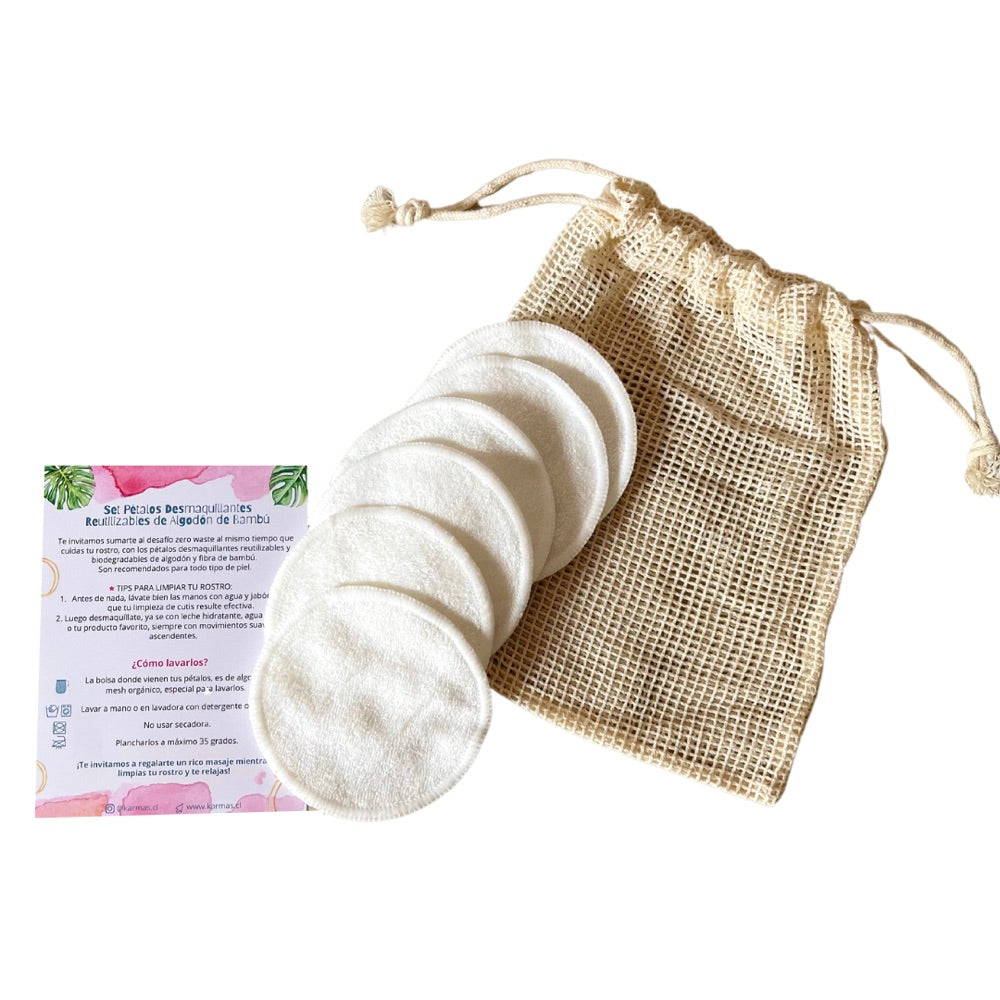 Set Pétalos Desmaquillantes Reutilizables de Algodón de Bambú