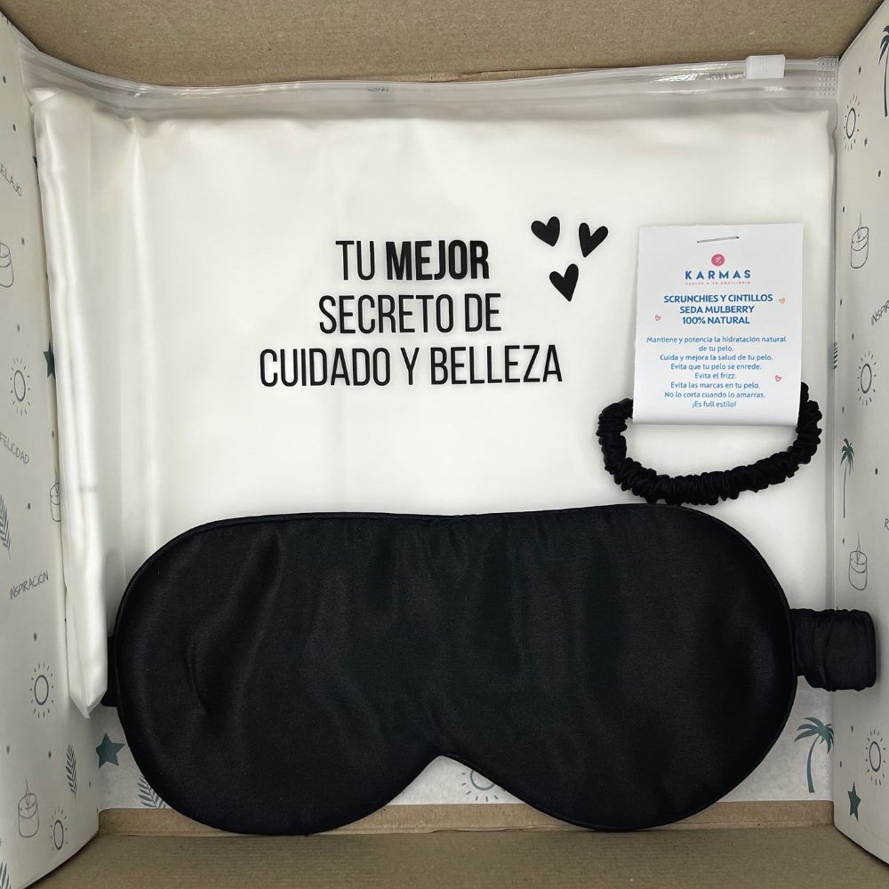 Caja Indispensables de Seda Mulberry | Funda doble cara seda, Antifaz y Scrunchie