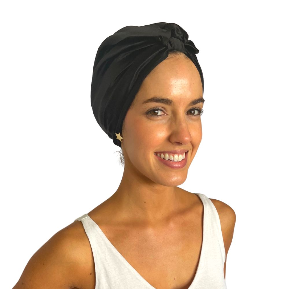 Turbante borde elasticado una capa Seda