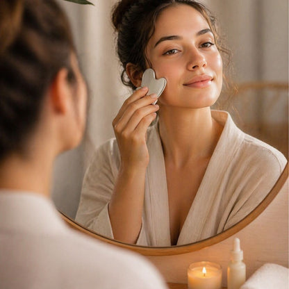 Guasha Facial Acero Inoxidable - Efecto Crioterapia, Anti-Edad y Drenaje Linfático