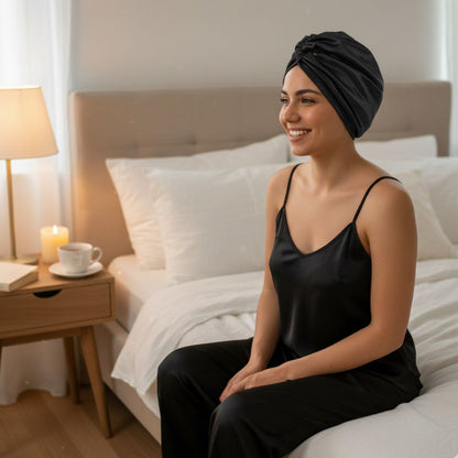 Turbante borde elasticado doble capa Seda