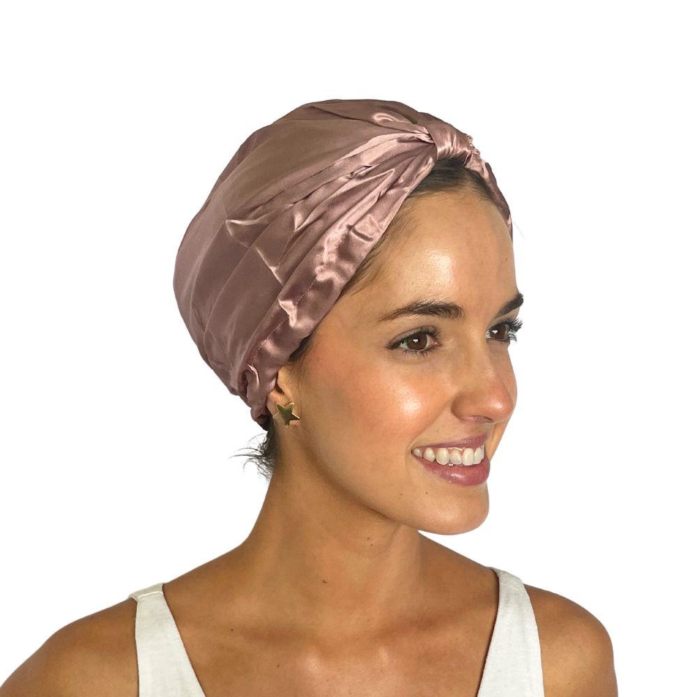 Turbante borde elasticado una capa Seda